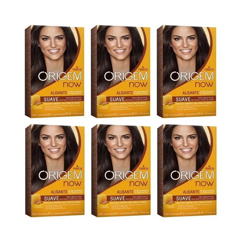 Creme Alisante Origem 80g Medio Mel Amendoas - Kit Com 6un