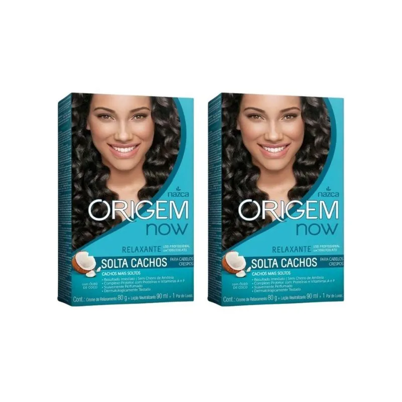 Creme Alisante Origem 80g Relaxa Solta Cachos - Kit Com 2un