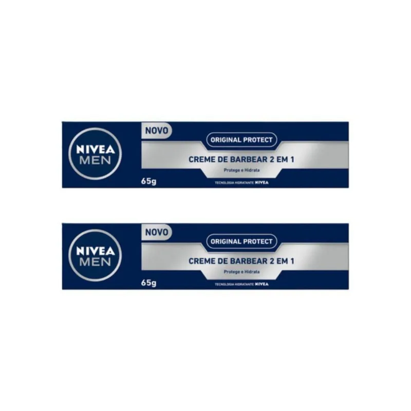 Creme Barbear Nivea 65g 2 Em 1 Protect - Kit Com 2un Creme Barbear Nivea 65g 2 Em 1 Protect - Kit Com 2un