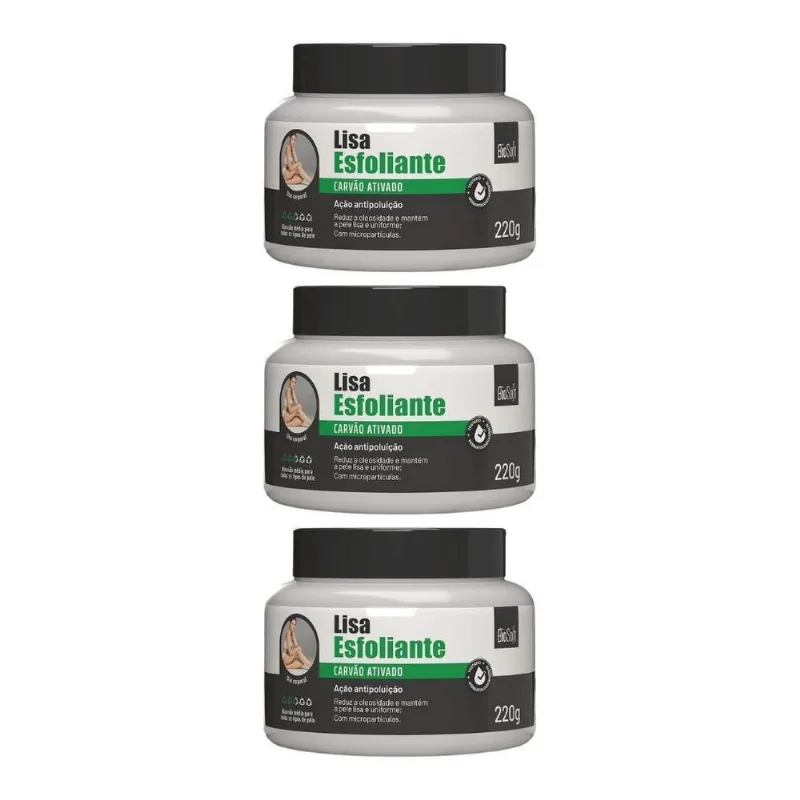 Creme Pés Soft Hair Esfol Carvao Ativ 220g - Kit Com 3un
