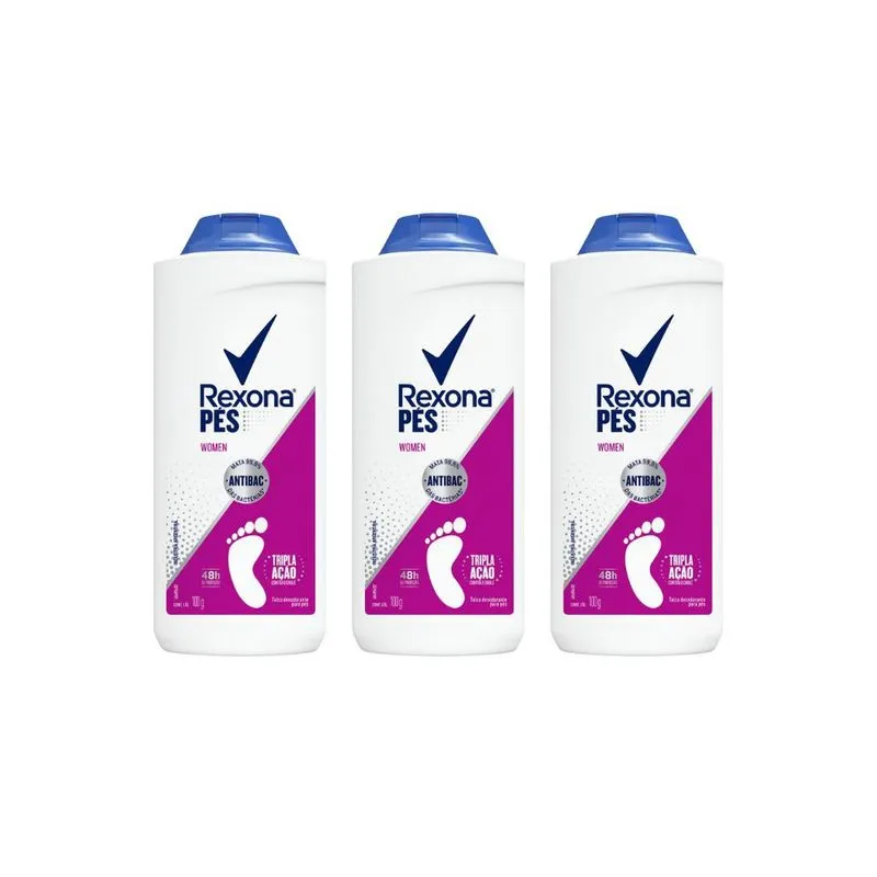 Talco Para Pes Rexona Women 100g - Kit c/ 3un