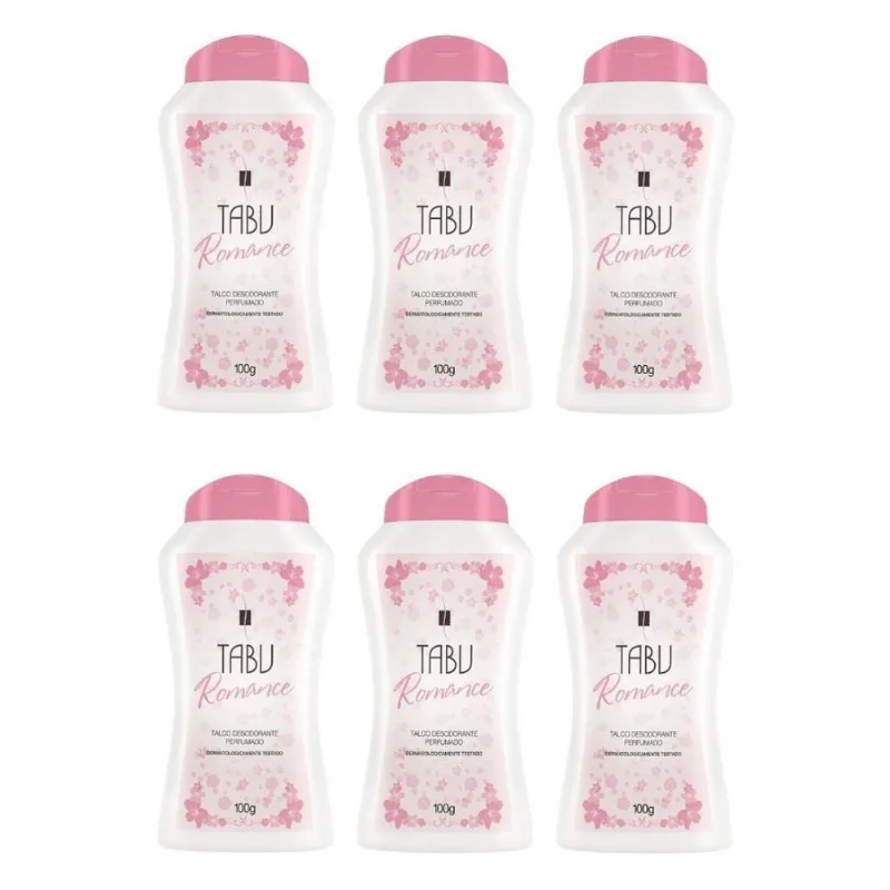 Talco Tabu 100g Romance - Kit Com 6un