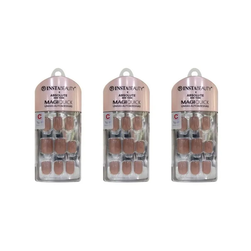Unhas Instabeauty Auto-adesivas Cappuchino Brown C - Kit 3un