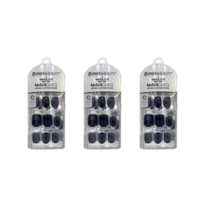 Unhas Instabeauty Auto-adesivas Cobalt Blue Curto - Kit 3un