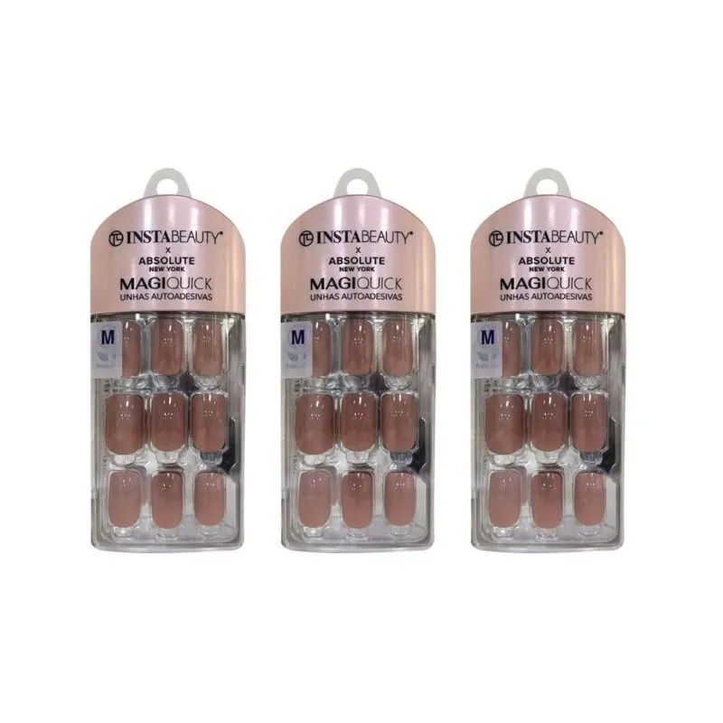 Unhas Instabeauty Auto-adesivas Tea Brown Medio - Kit 3un
