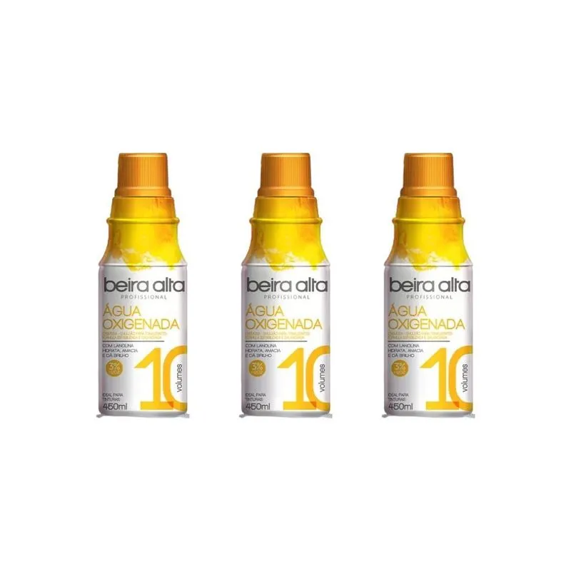 Agua Oxigenada Beira Alta 450ml 10 Volumes-kit C/3un