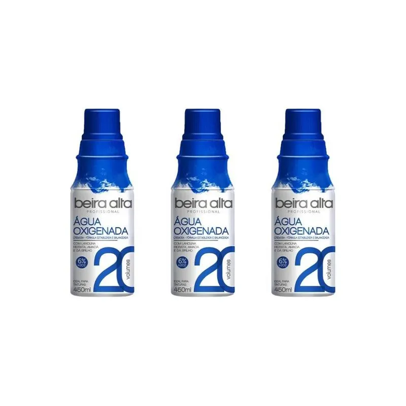Agua Oxigenada Beira Alta 450ml 20 Volumes-kit C/3un