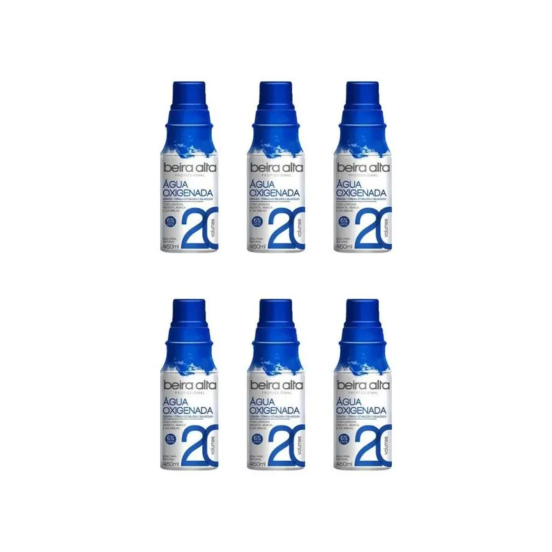 Agua Oxigenada Beira Alta 450ml 20 Volumes-kit C/6un