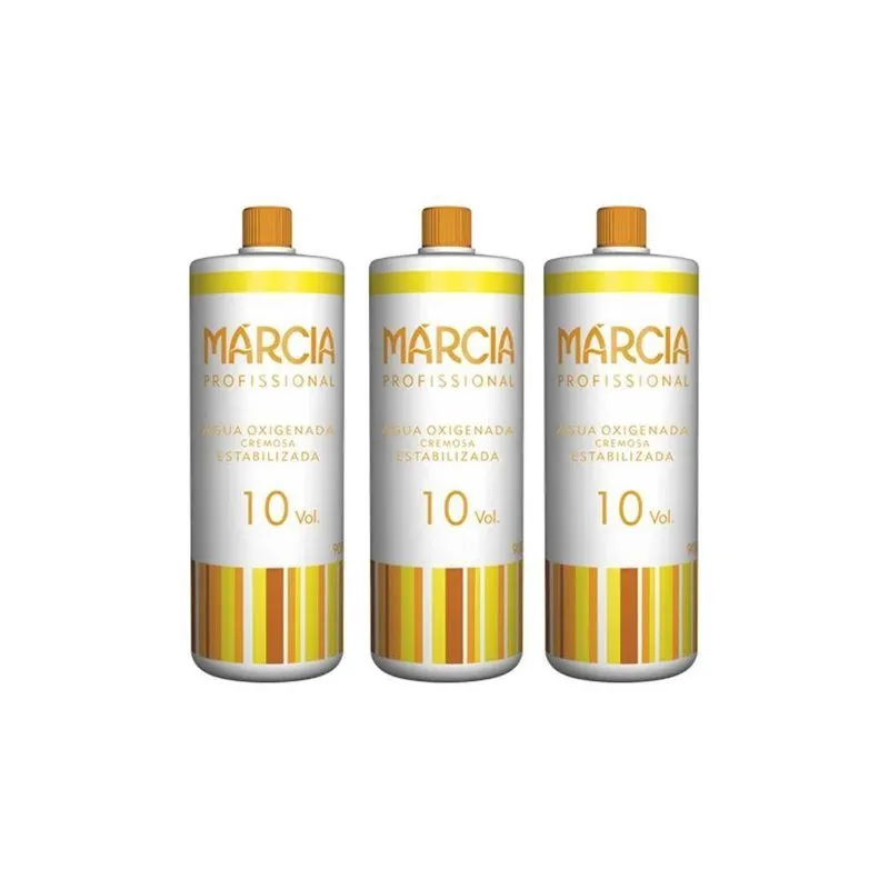 Água Oxigenada Marcia 900ml 10 Volumes Cremosa - Kit Com 3un