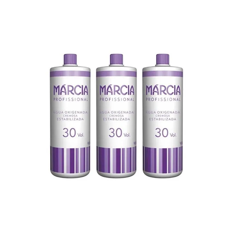 Agua Oxigenada Marcia 900ml 30 Volumes Cremosa - Kit Com 3un