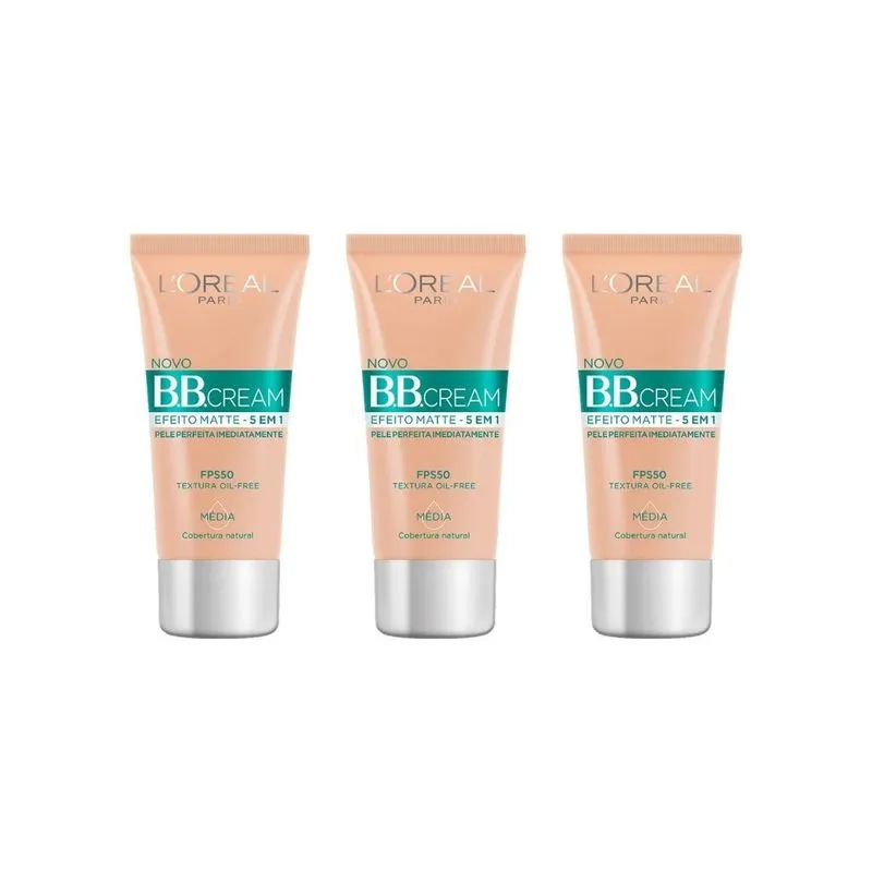 Base Loreal Bb Cream 30ml Matte Cor Media-kit C/3un