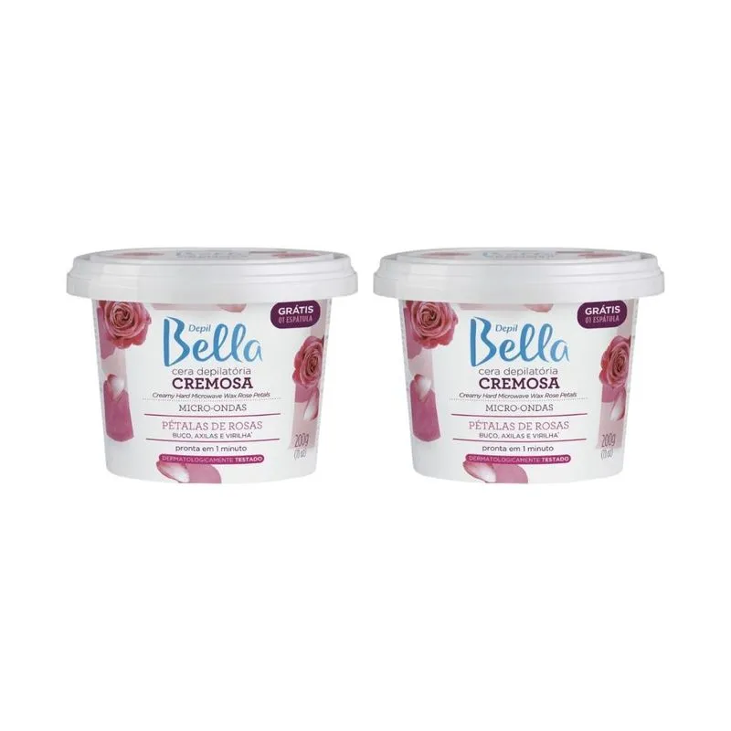 Cera Microondas Petalas de Rosas Depil Bella 200g-Kit c/ 2un