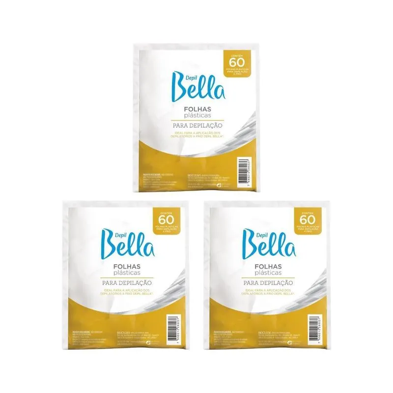 Depil Bella Folhas Plasticas Depilaçao 60 Folhas - Kit C/3un