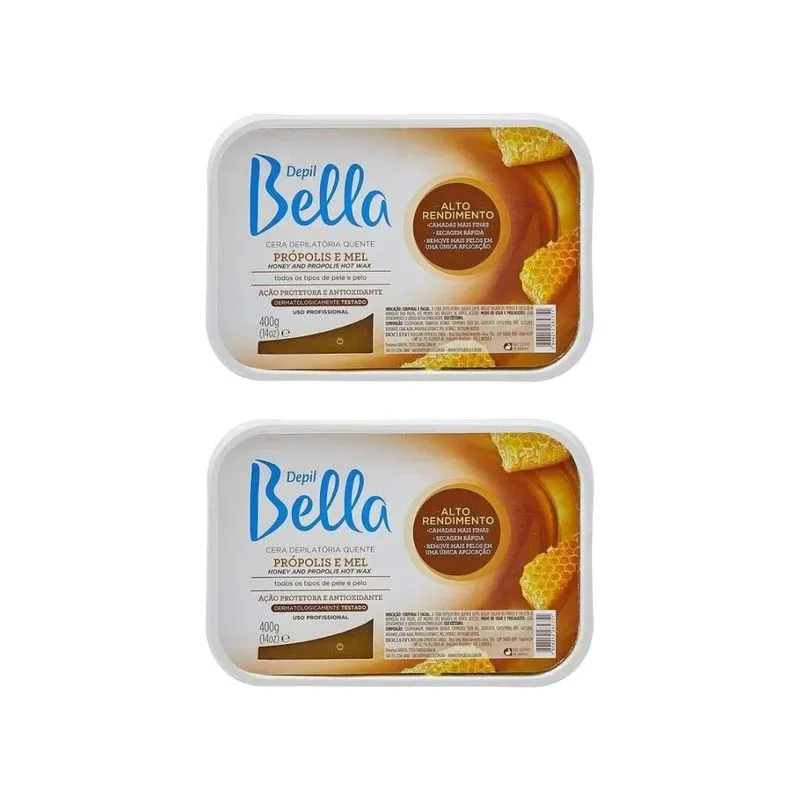 Depilatorio Depil Bella Cera 400g Propolis E Mel - Kit C/2un