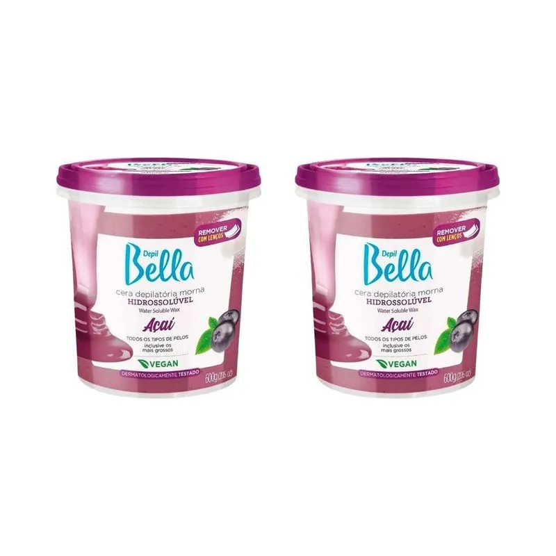 Depilatorio Depil Bella Cera Hidro 600g Açai-Kit C/2un