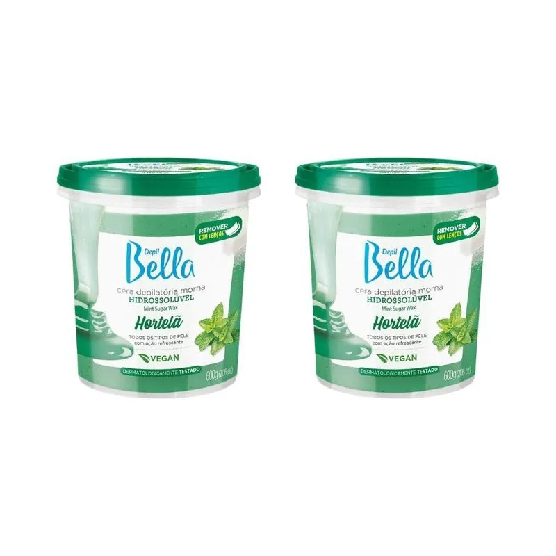 Depilatorio Depil Bella Cera Hidro 600G Hortelã-Kit C/2Un