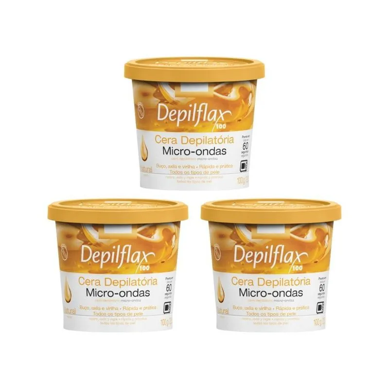 Depilatorio Depilflax 100G Micro Ondas Natural - Kit Com 3Un