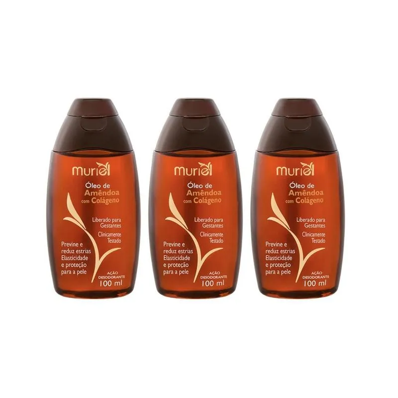 Oleo Corporal Muriel 100ml Amendoas Com Colageno - Kit C/3un