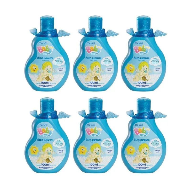 Oleo Corporal Muriel Baby 100ml Azul - Kit Com 6un