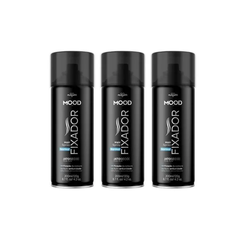 Hair Spray Fixador Mood Normal 200ml - Kit c/ 3un