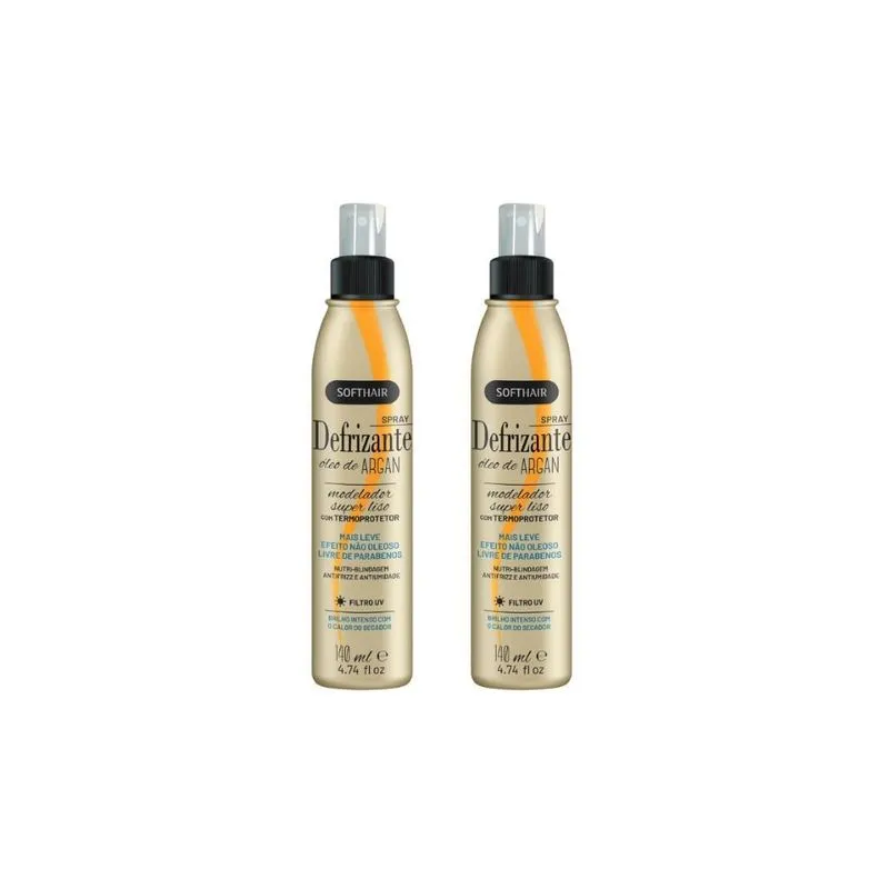 Defrizante Soft Hair 140ml Spray Oleo De Argan - Kit Com 2un