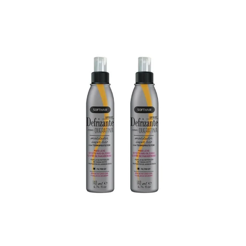 Defrizante Soft Hair 140ml Spray Queratina - Kit Com 2un