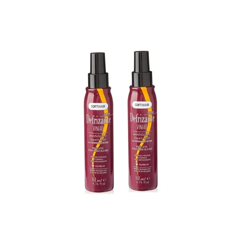 Defrizante Soft Hair 140ml Spray Vinho - Kit Com 2un