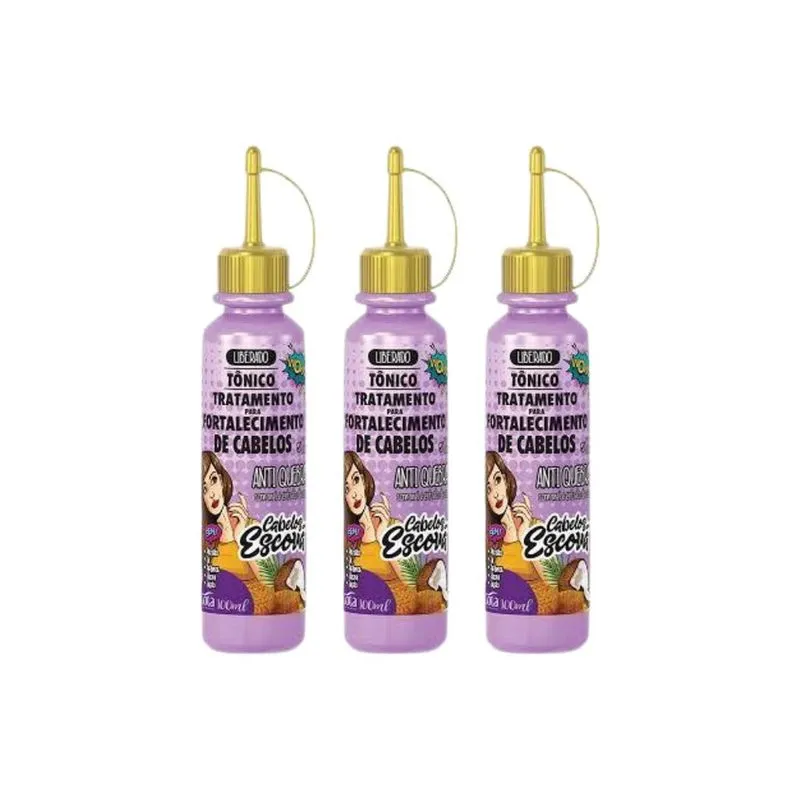Tonico Gota Dourada 100ml Fortalecedor Escova - Kit c/ 3un