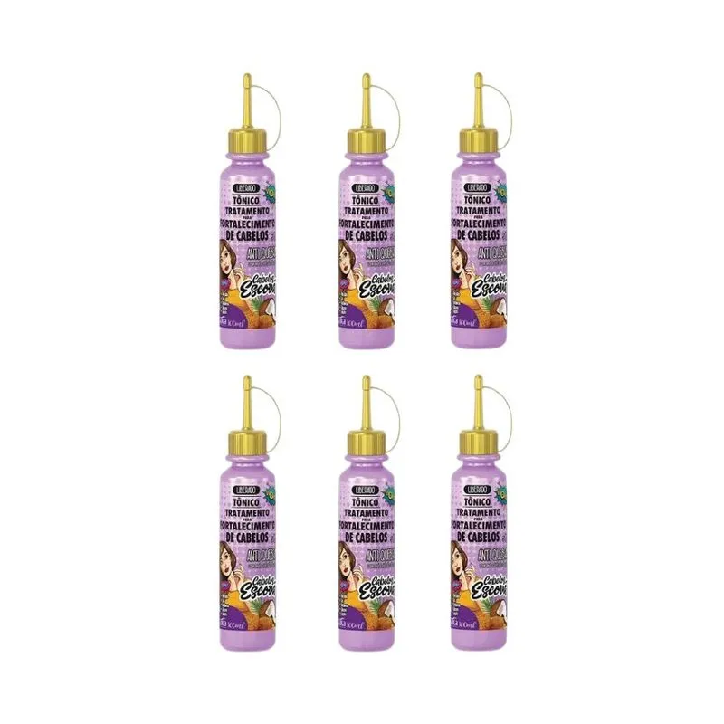 Tonico Gota Dourada 100ml Fortalecedor Escova - Kit c/ 6un