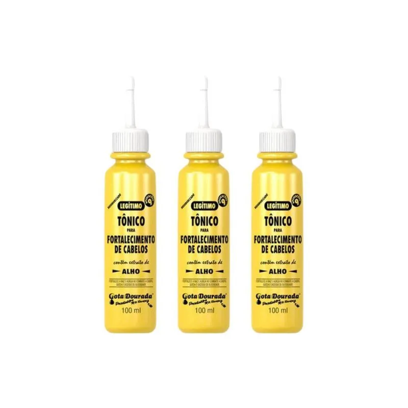 Tonico Gota Dourada 100ml Tradicional - Alho - Kit c/ 3un