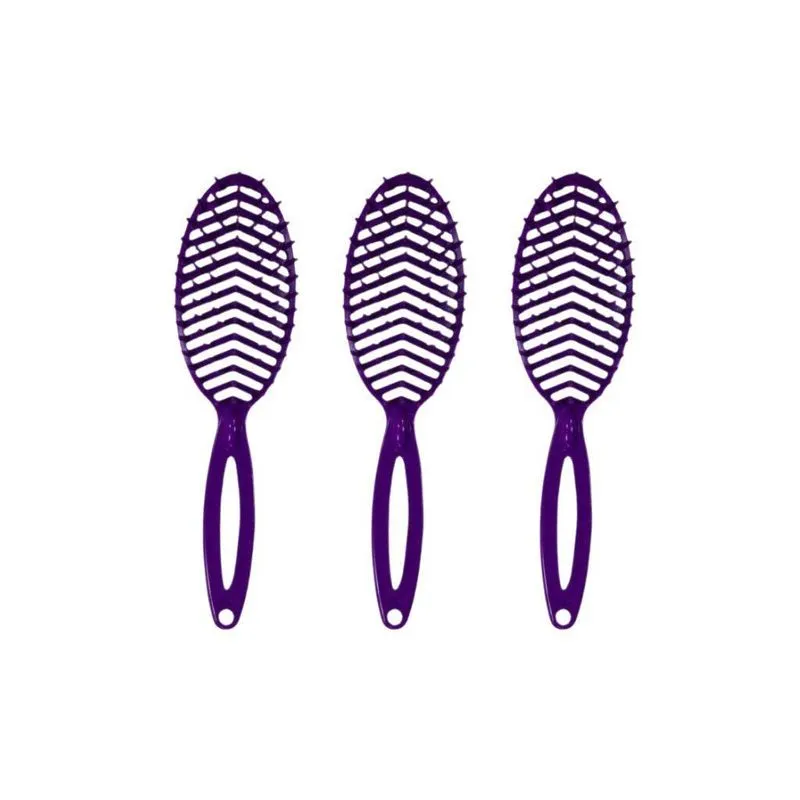 Escova De Cabelo Darma Flex Oval Roxa - Kit Com 3un
