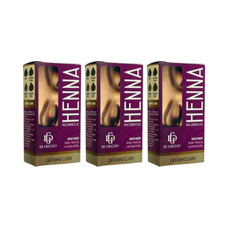 Henna Para Sobrançelhas Digrezzo 1,5g Cast Claro-kit C/3un