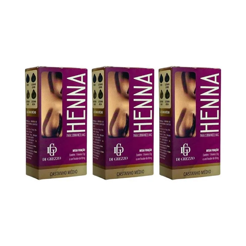 Henna Para Sobrançelhas Digrezzo 1,5g Cast Medio-kit C/3un