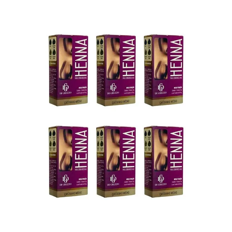 Henna Para Sobrançelhas Digrezzo 1,5g Cast Medio-kit C/6un