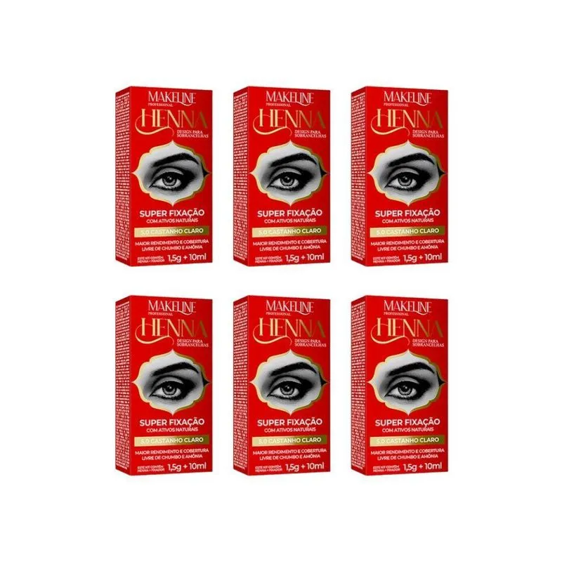 Henna Para Sobrancelhas Makeline 1,5g 5.0 Castanho Claro-6un