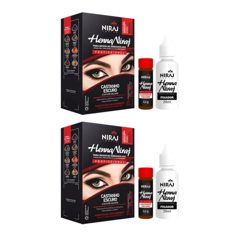 Henna Sobrancelhas Niraj 4g + Fixador Cast Esc - Kit Com 2un