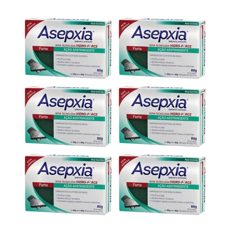 Sabonete Asepxia 80g Formula Forte - Kit Com 6un