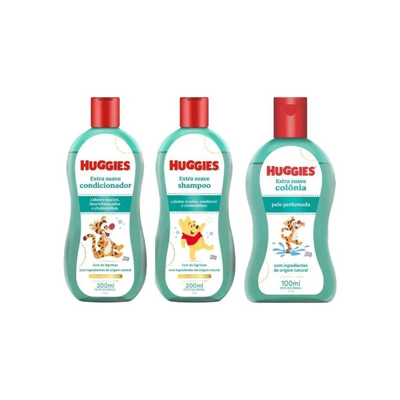 Kit Shampoo+cond+colônia Huggies Extra Suave-3 Itens