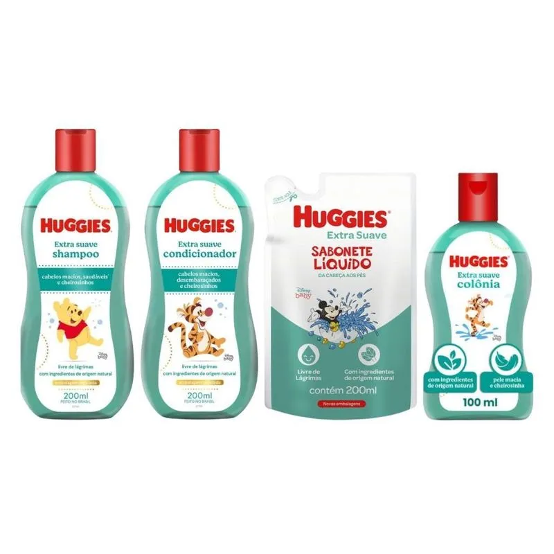 Shampoo Huggies 200ml+cond Huggies+sabonete Refill+colonia