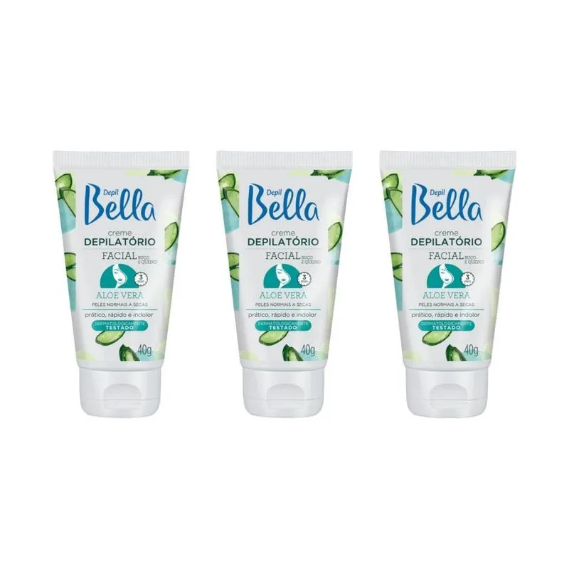 Creme Depilatorio Depil Bella Facial Aloe Vera 40g - 3un