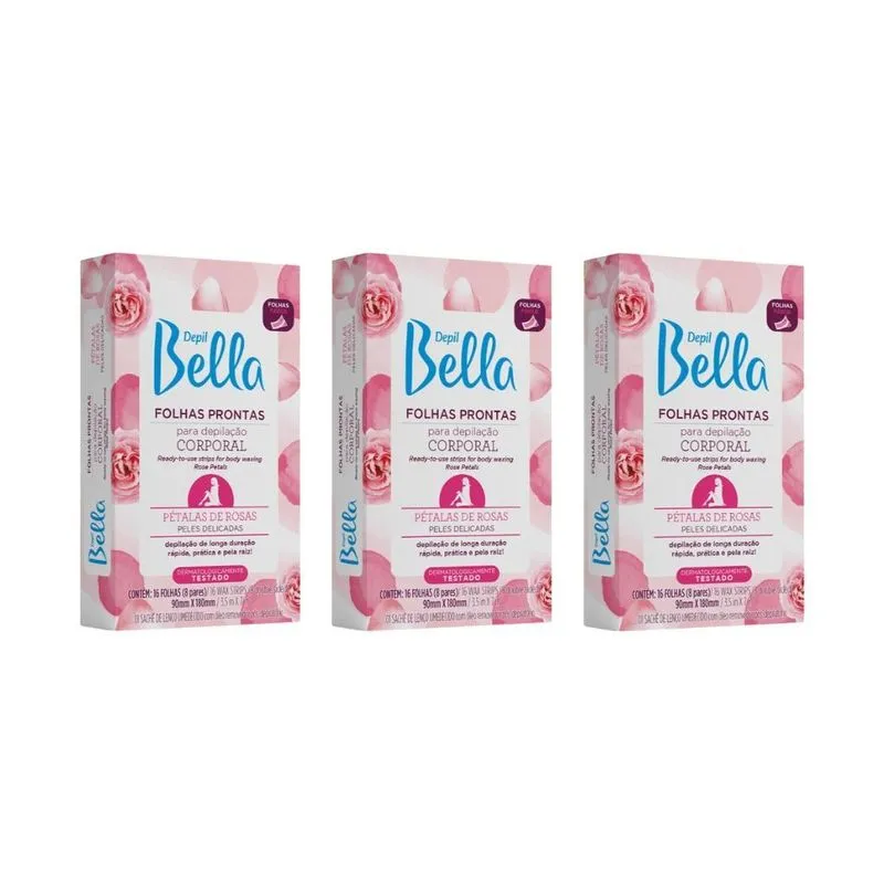 Depilatorio Depil Bella 16 Folhas Prontas Corp Peta Rosa-3un