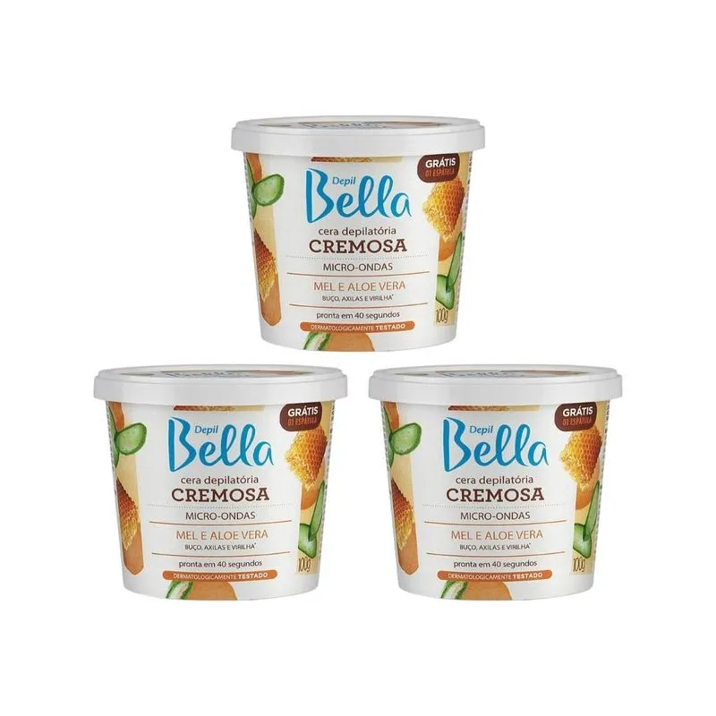 Depilatorio Depil Bella Cera 100g Microondas Mel - Kit C/3un