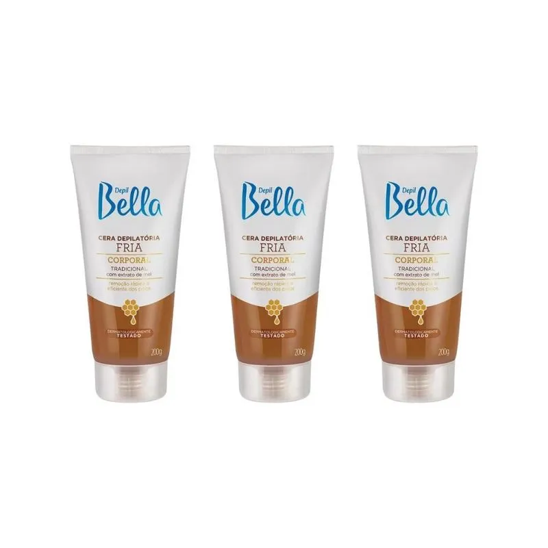 Depilatorio Depil Bella Cera Fria Bisnaga 200g - Kit Com 3un
