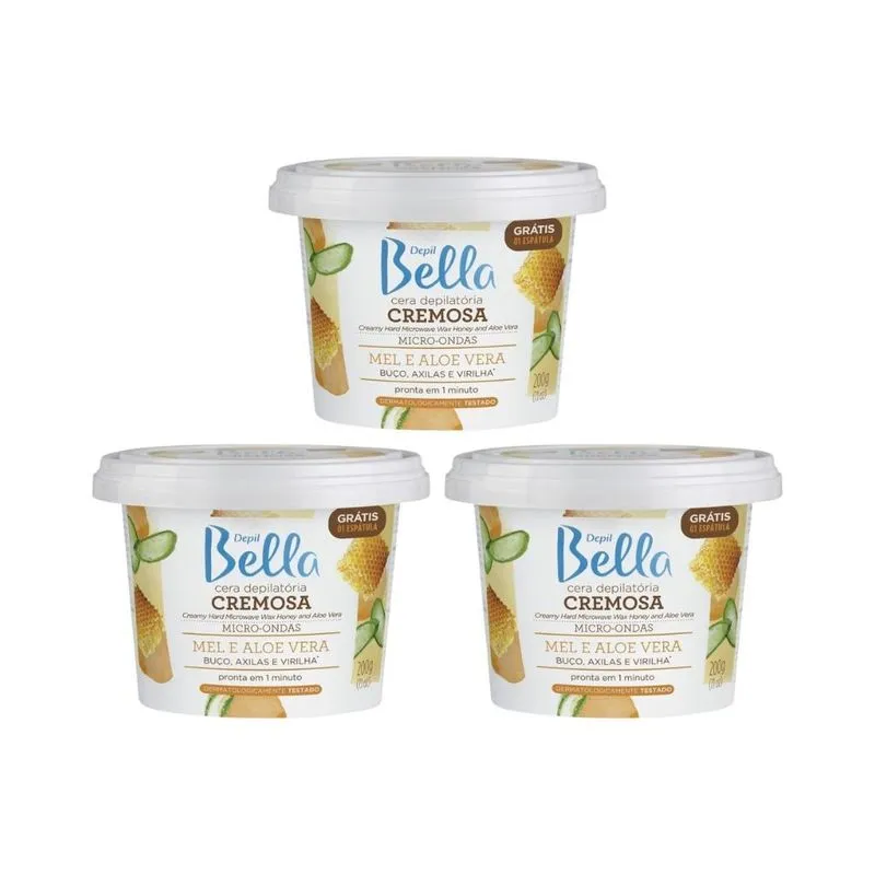 Depilatorio Depil Bella Cera Micro Mel Aloe Vera 200g - 3un