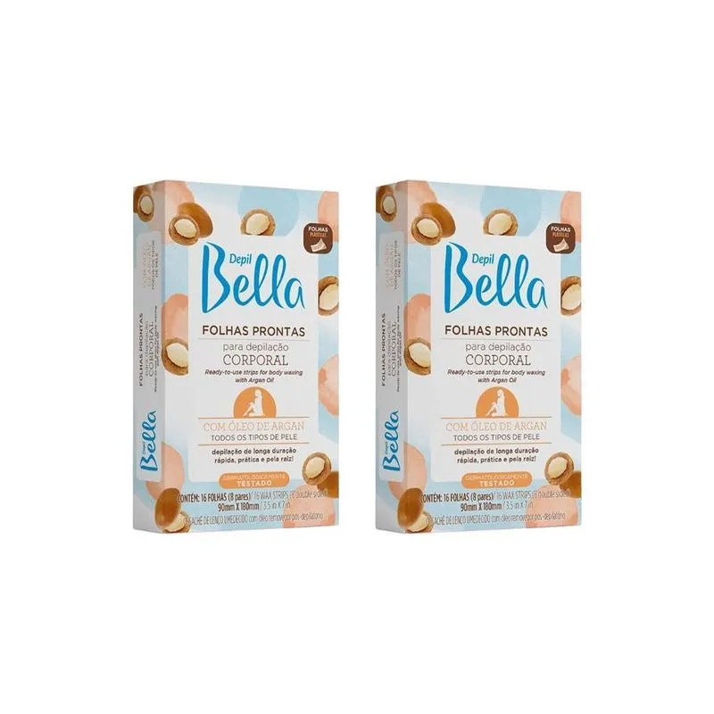 Depilatorio Depil Bella Folhas Prontas Corp Argan-kit 2un