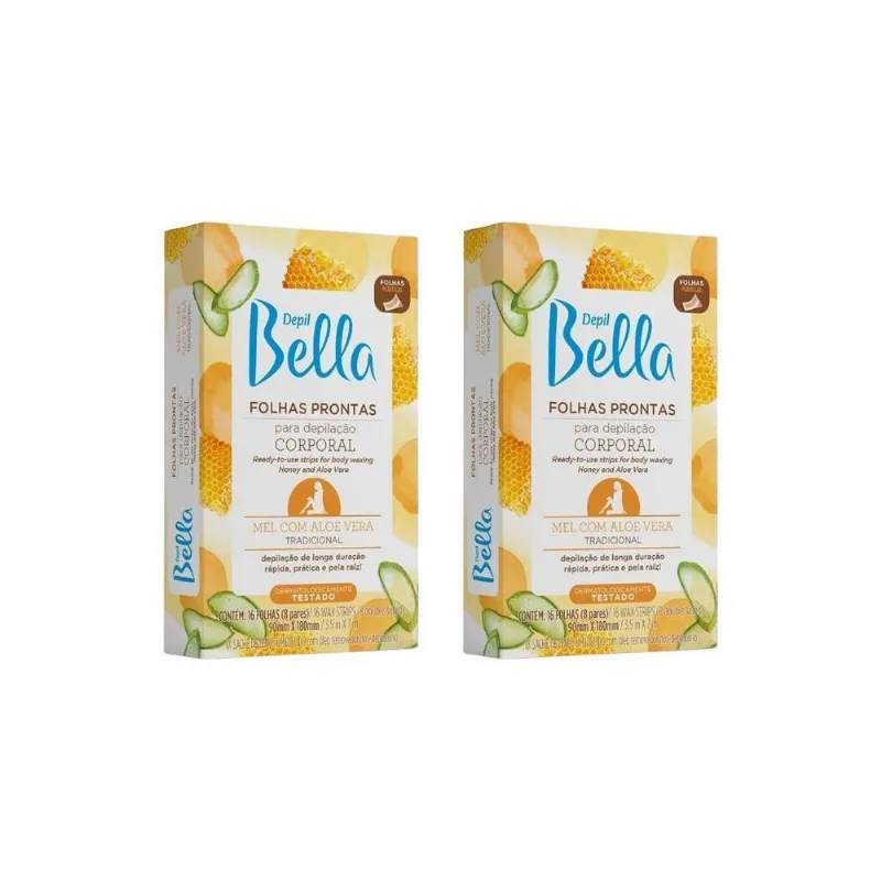 Depilatorio Depil Bella Folhas Prontas Corp Mel 16fls - 2un