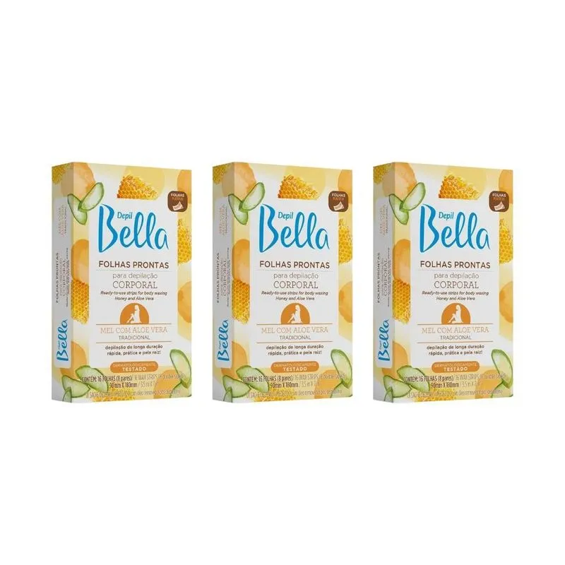 Depilatorio Depil Bella Folhas Prontas Corp Mel 16fls - 3un