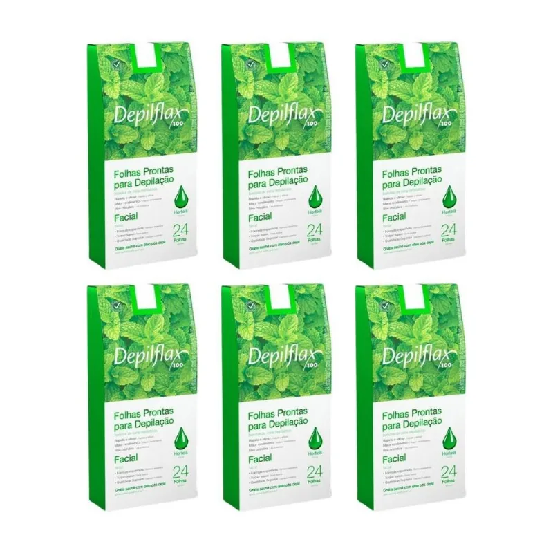 Depilatorio Depilflax Folhas Prontas Facial C/24 Hortela-6un