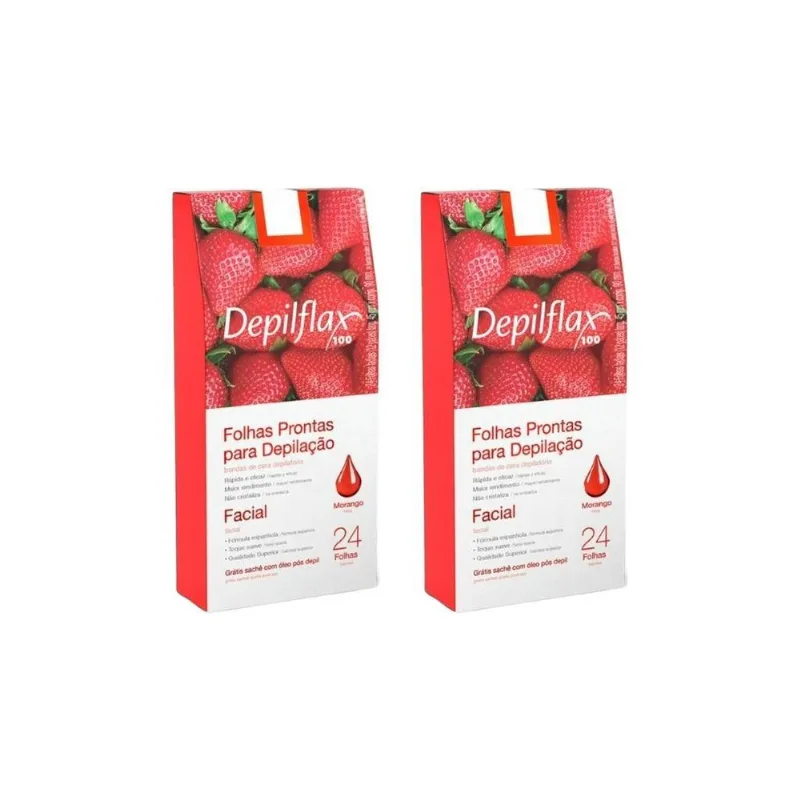 Depilatorio Depilflax Folhas Prontas Facial C/24 Morango-2un