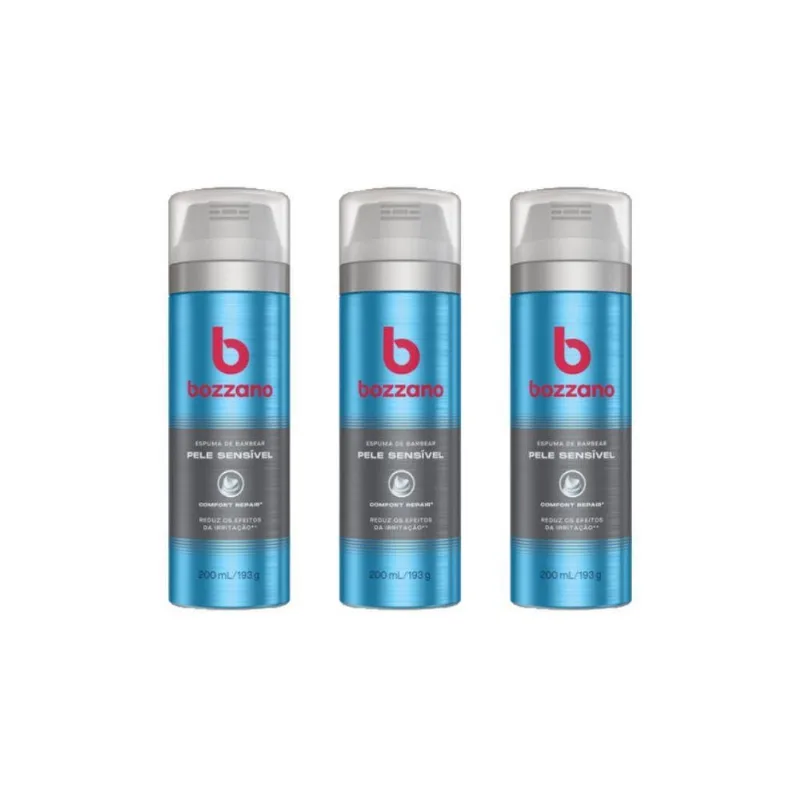 Espuma De Barbear Bozzano Sensive 200ml - Kit Com 3un